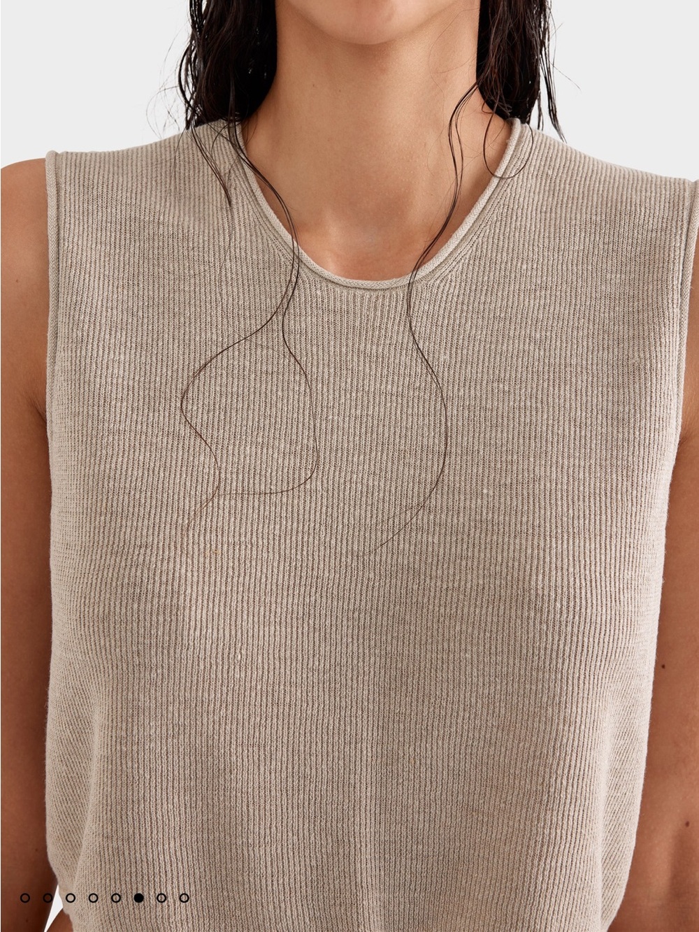 Venroy Taupe Rib Knitted Cropped Tank - Picture 2 of 7